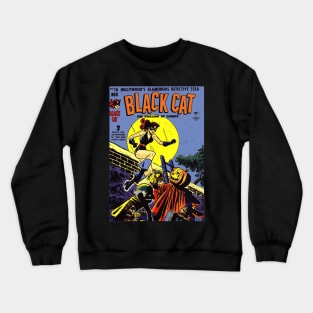 Black Cat Halloween Vintage Horror Comic Crewneck Sweatshirt